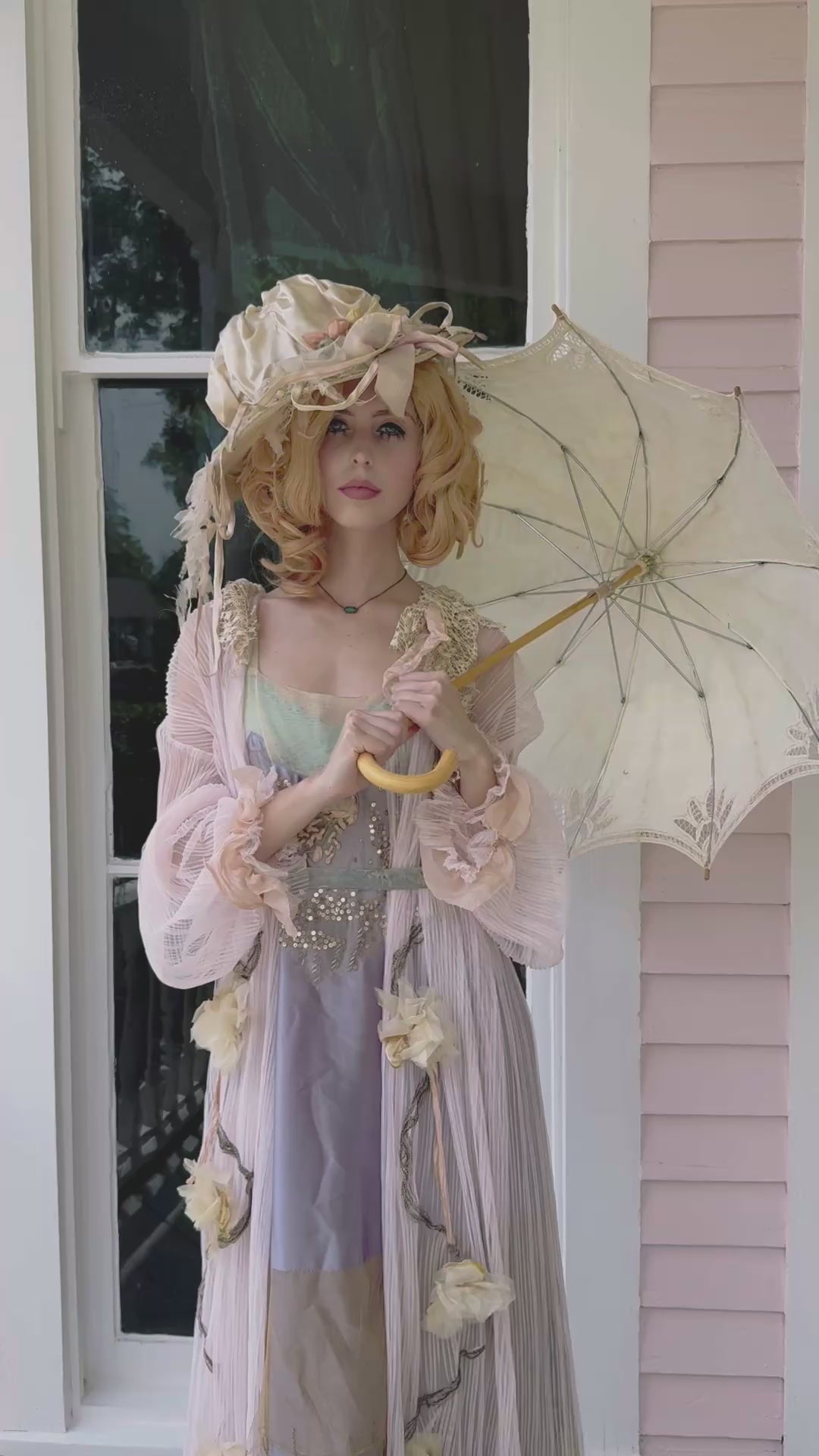 Rare 1920's Pale Pink Bonnet so Galliano!