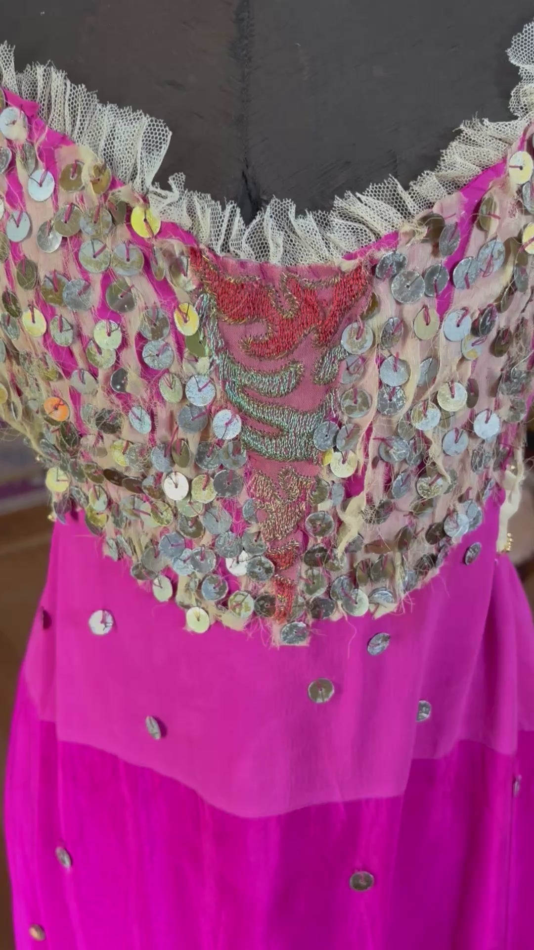 Carmen Paillette Dress Slip dress 1920's embellished with Metal Bronze colored 1930's hand sewn Paillettes