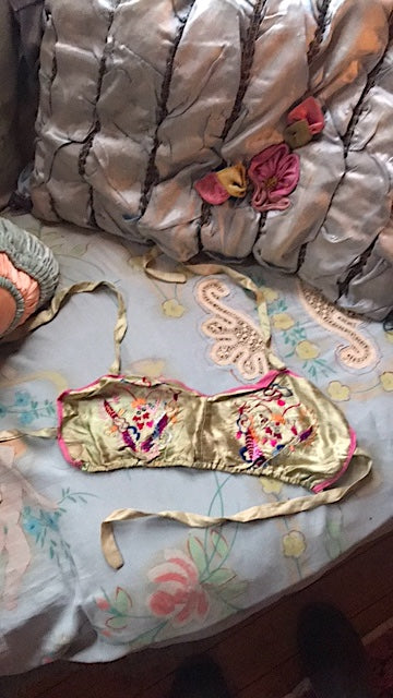 Embroidered Rayon WWII Souvenir Lingerie Top
