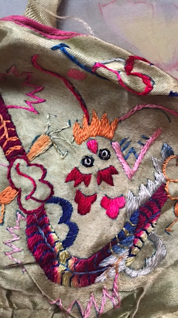 Embroidered Rayon WWII Souvenir Lingerie Top