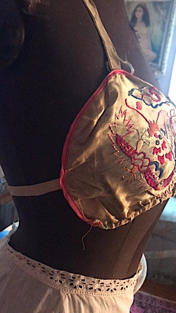 Embroidered Rayon WWII Souvenir Lingerie Top
