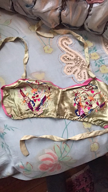Embroidered Rayon WWII Souvenir Lingerie Top