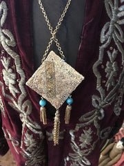 Hollywood Brutalism Babylon Elizabeth Taylor Style Cleopatra Bohemian Egyptian Revival Snake Necklace Goldtone with Encrusted Jewels