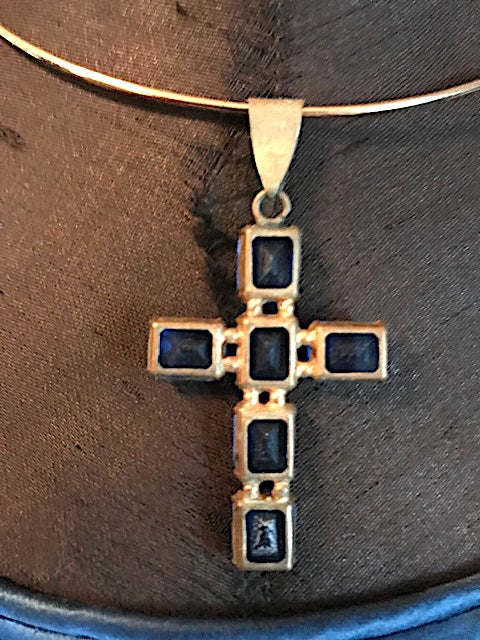 Duchess of Windsor's Style Blue Crystal Cross Copy
