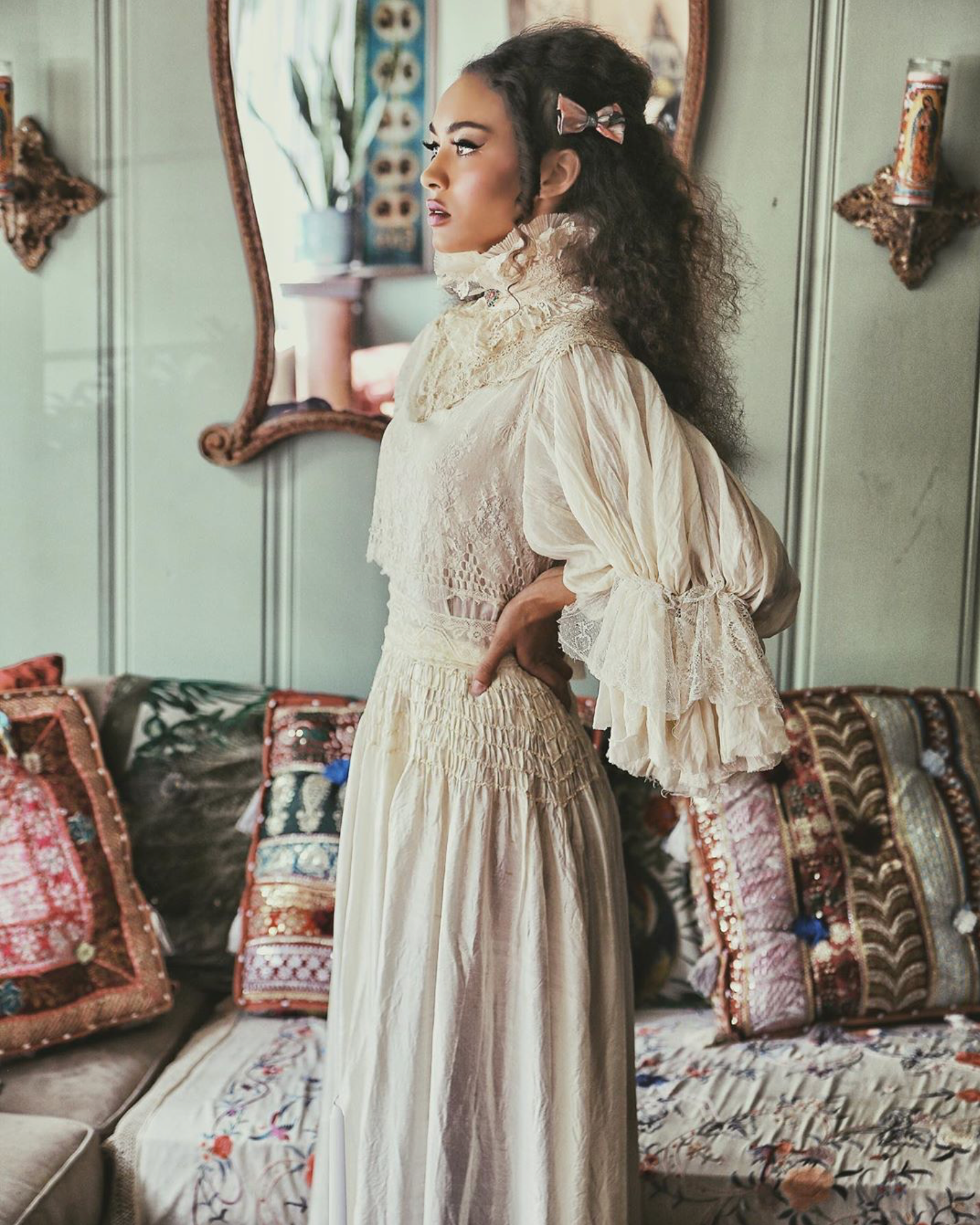 Winchester Collection Ivory with Floral Detail custom Gothic Boudoir Queen Royal Label Winchester House Collar // Choker // Neck piece Bridal
