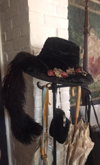 Marchesa Casati Inspired Authentic Edwardian floral Black Velvet Hat with Edwardian Feather