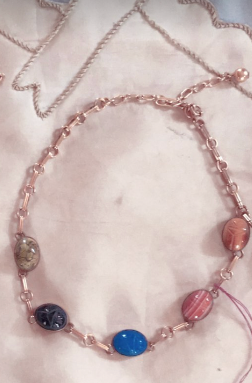Gorgeous Scarab Choker 17" Authentic 1960s