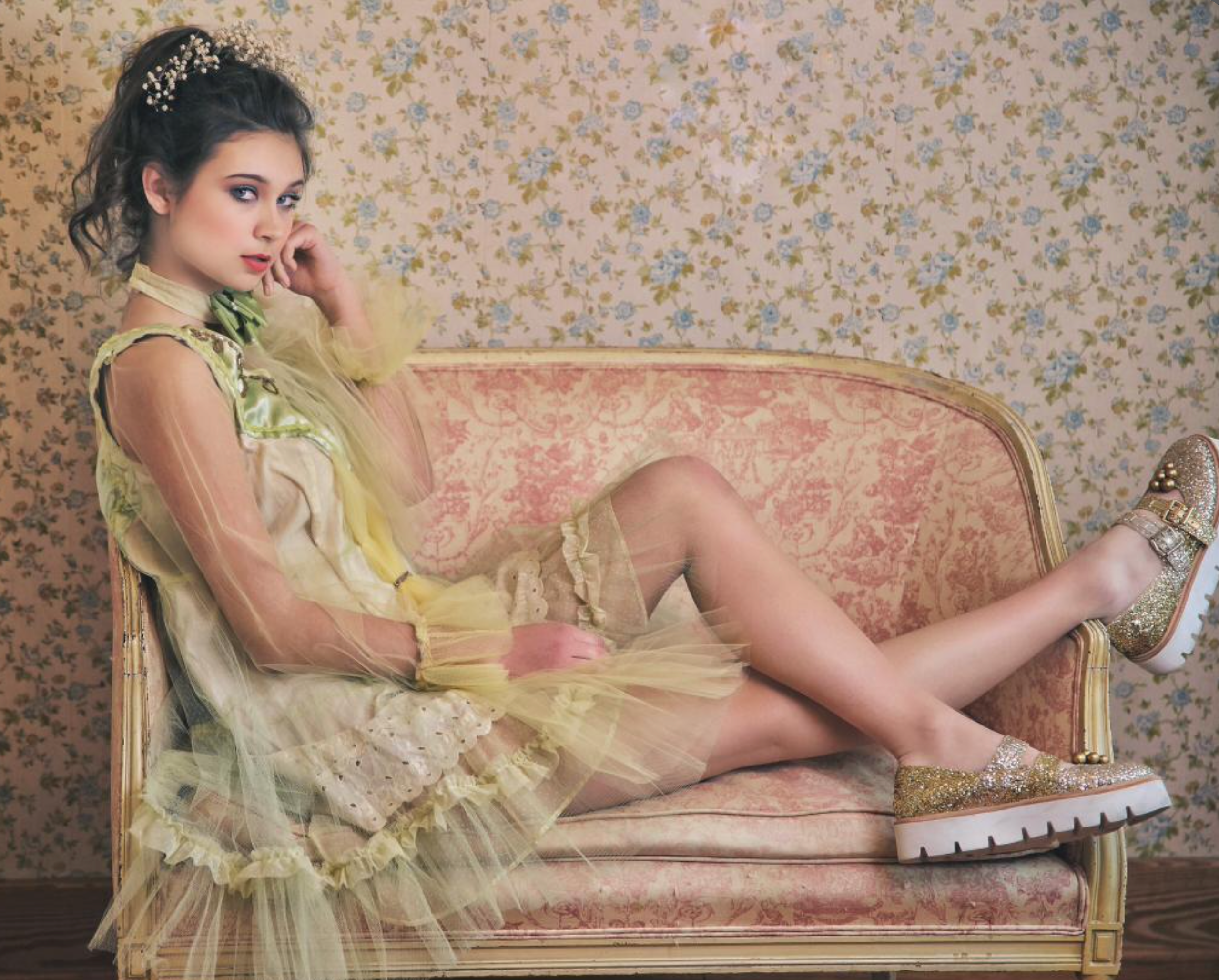 SOLD Candy Couture dress with Bow Net Jabot