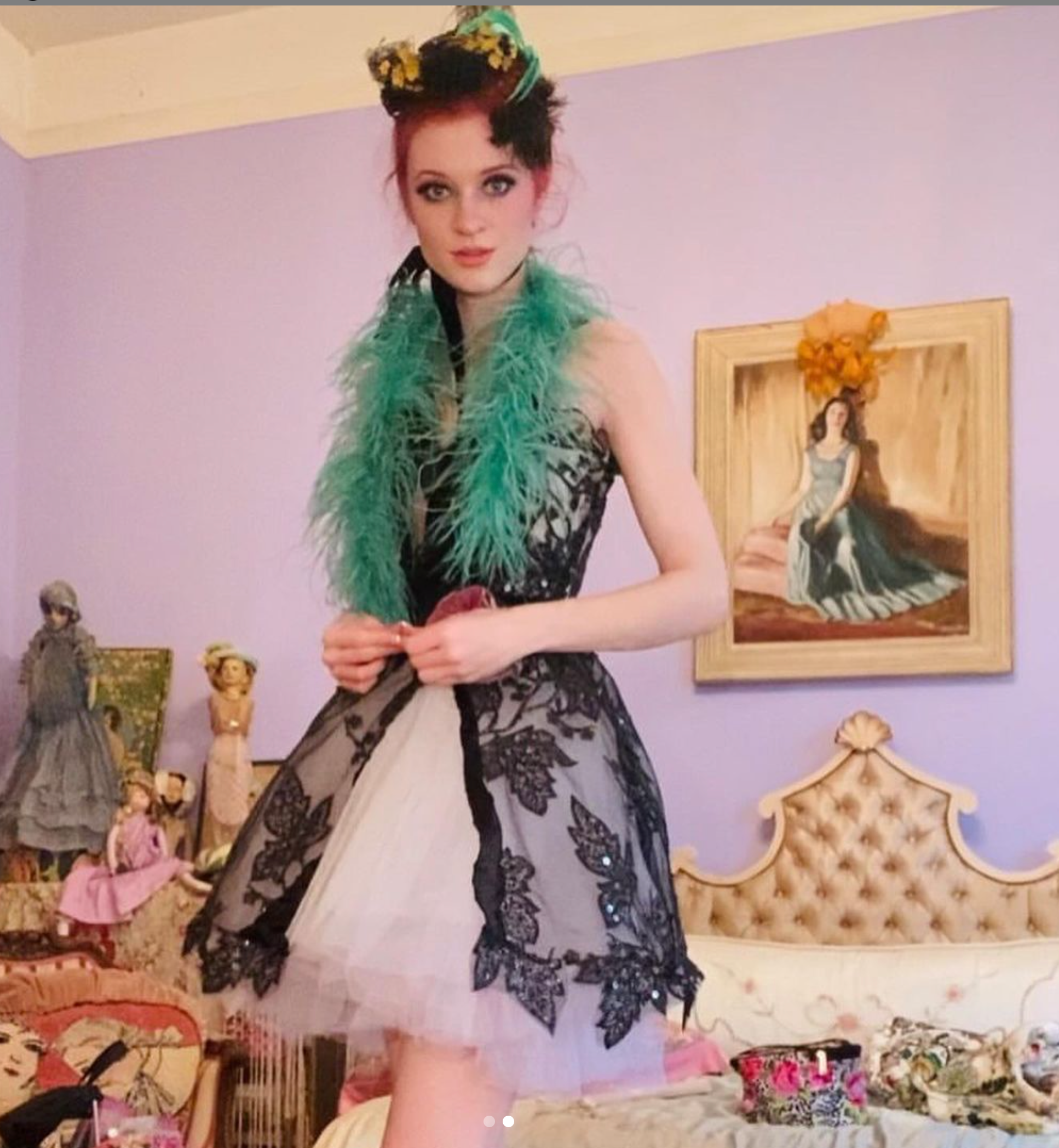 SOLD Vintage Green Ostrich Boa