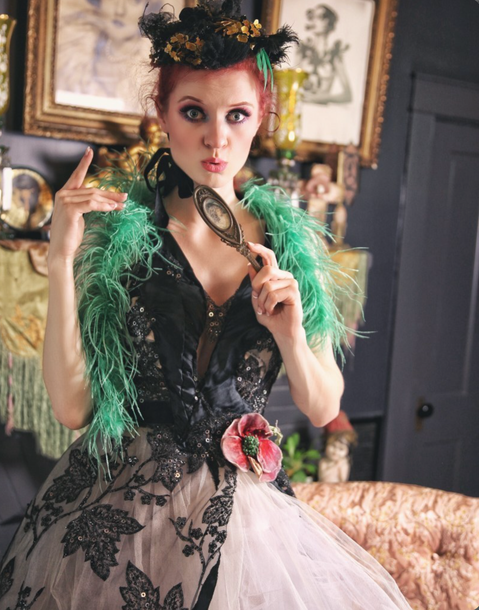 SOLD Vintage Green Ostrich Boa