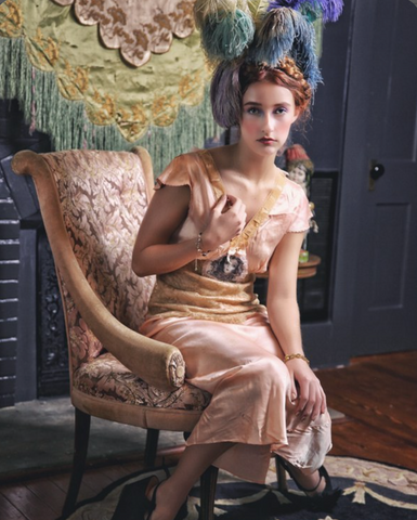 AVAILABLE AT TEXAS SHOP 1930's Peach Boudoir Doll Slip Lingerie Dress