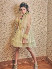 SOLD Candy Couture dress with Bow Net Jabot