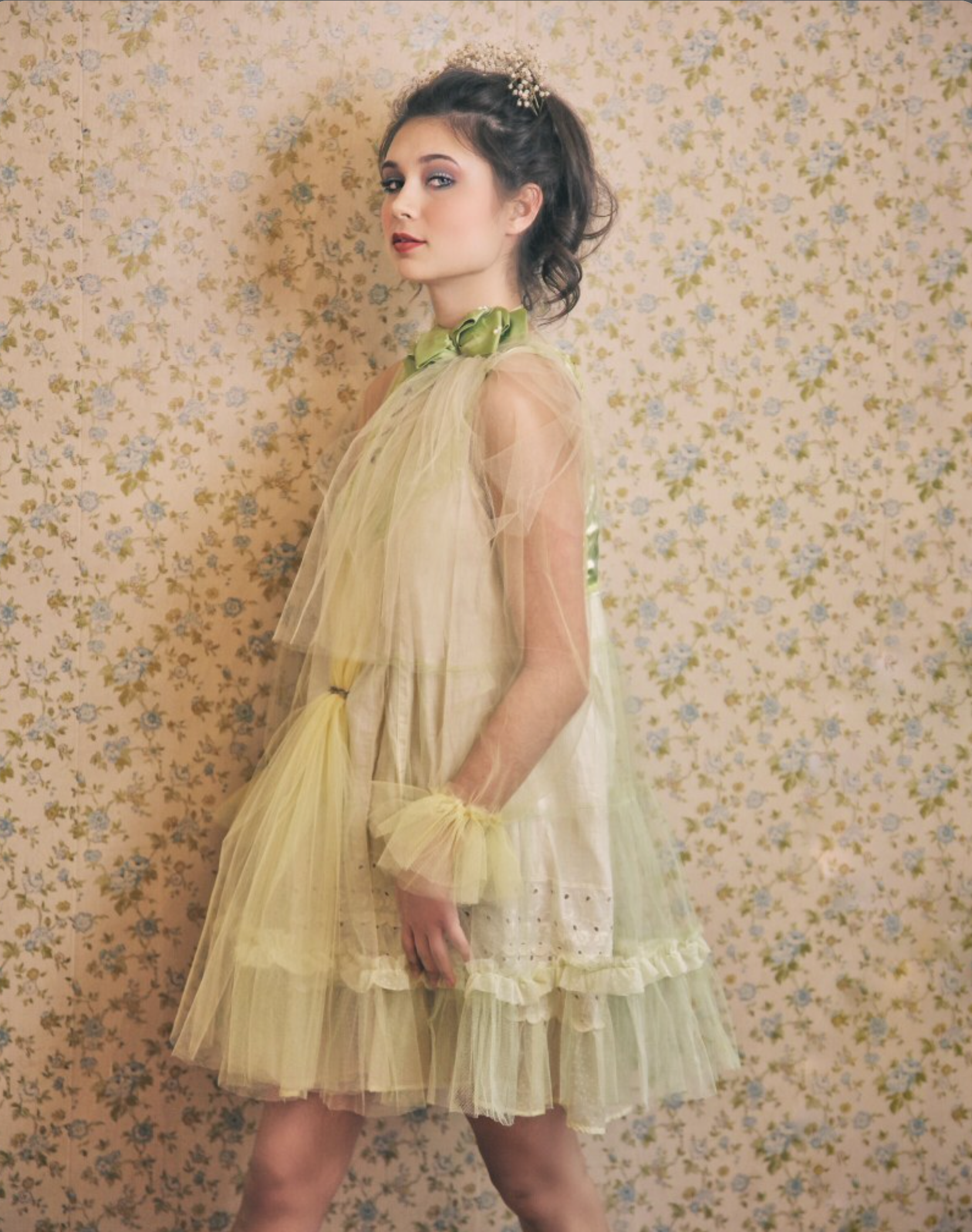 SOLD Candy Couture dress with Bow Net Jabot