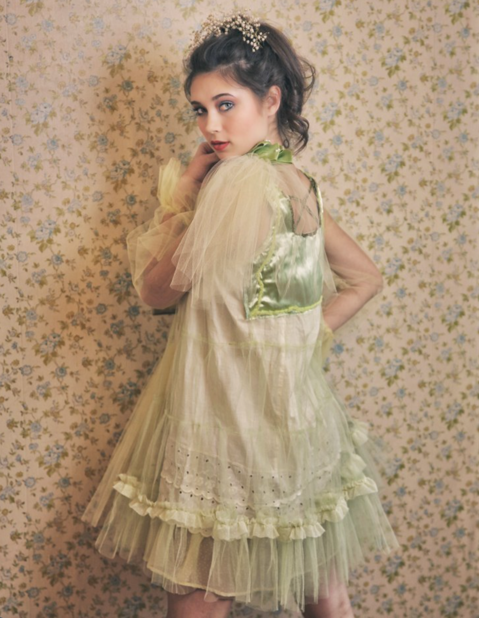 SOLD Candy Couture dress with Bow Net Jabot