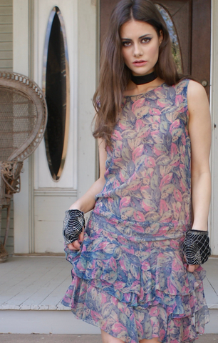 SOLD Floral 1920's Perwinkle Vintage Dress Gorgeous