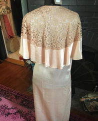Old Hollywood Starlet Peach and Lace Capelet Robe 1930's