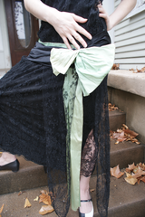 The Black Baby Jane Dress Exquisite black lace with a Giant Sea Foam Green Bow Edwardian Large