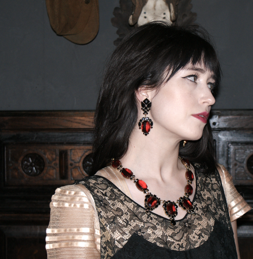 Hedy Lamarr Necklace and Earring Set Topaz Style Old Hollywood Glamour Antique Vintage