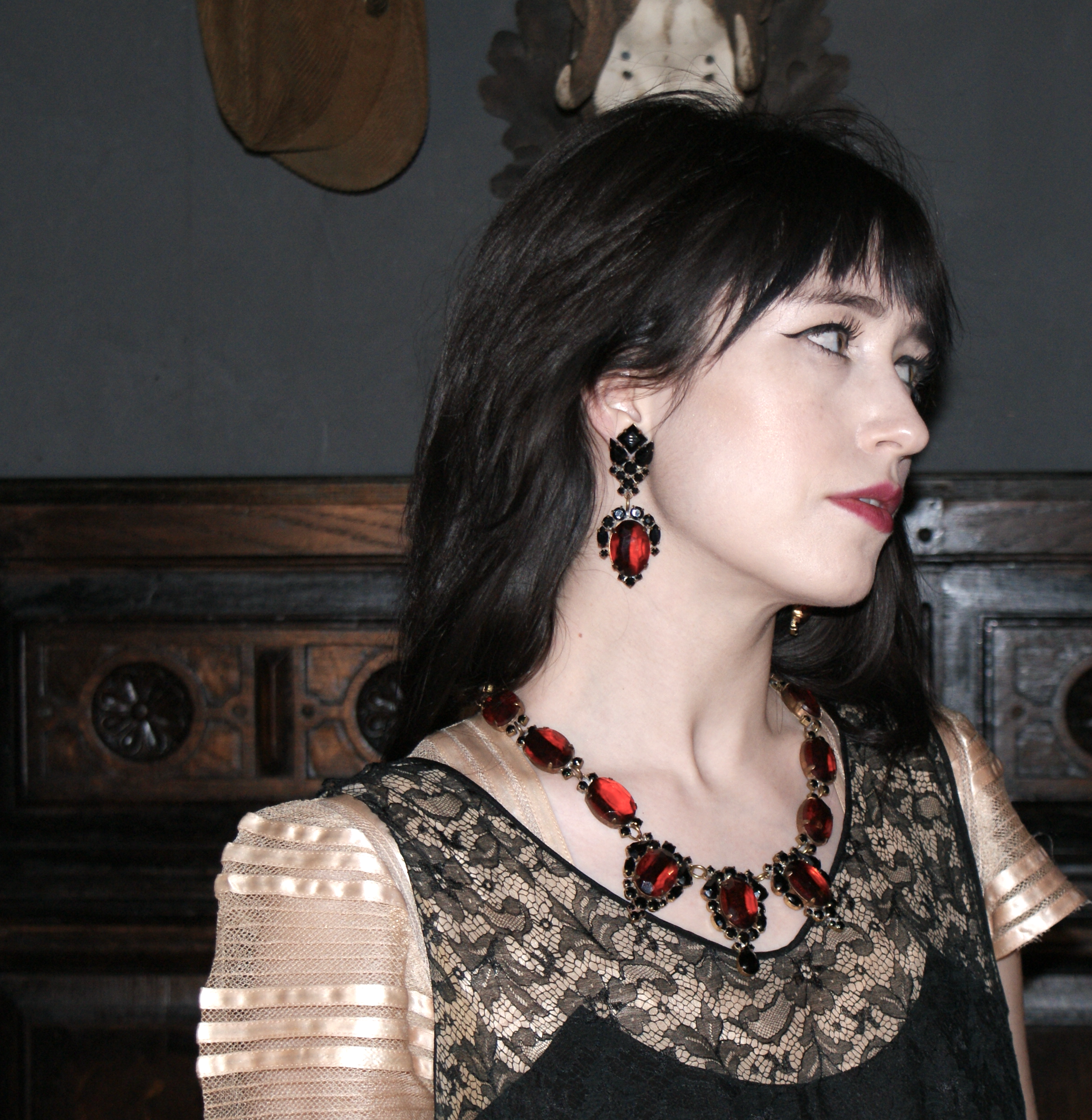 Hedy Lamarr Necklace and Earring Set Topaz Style Old Hollywood Glamour Antique Vintage