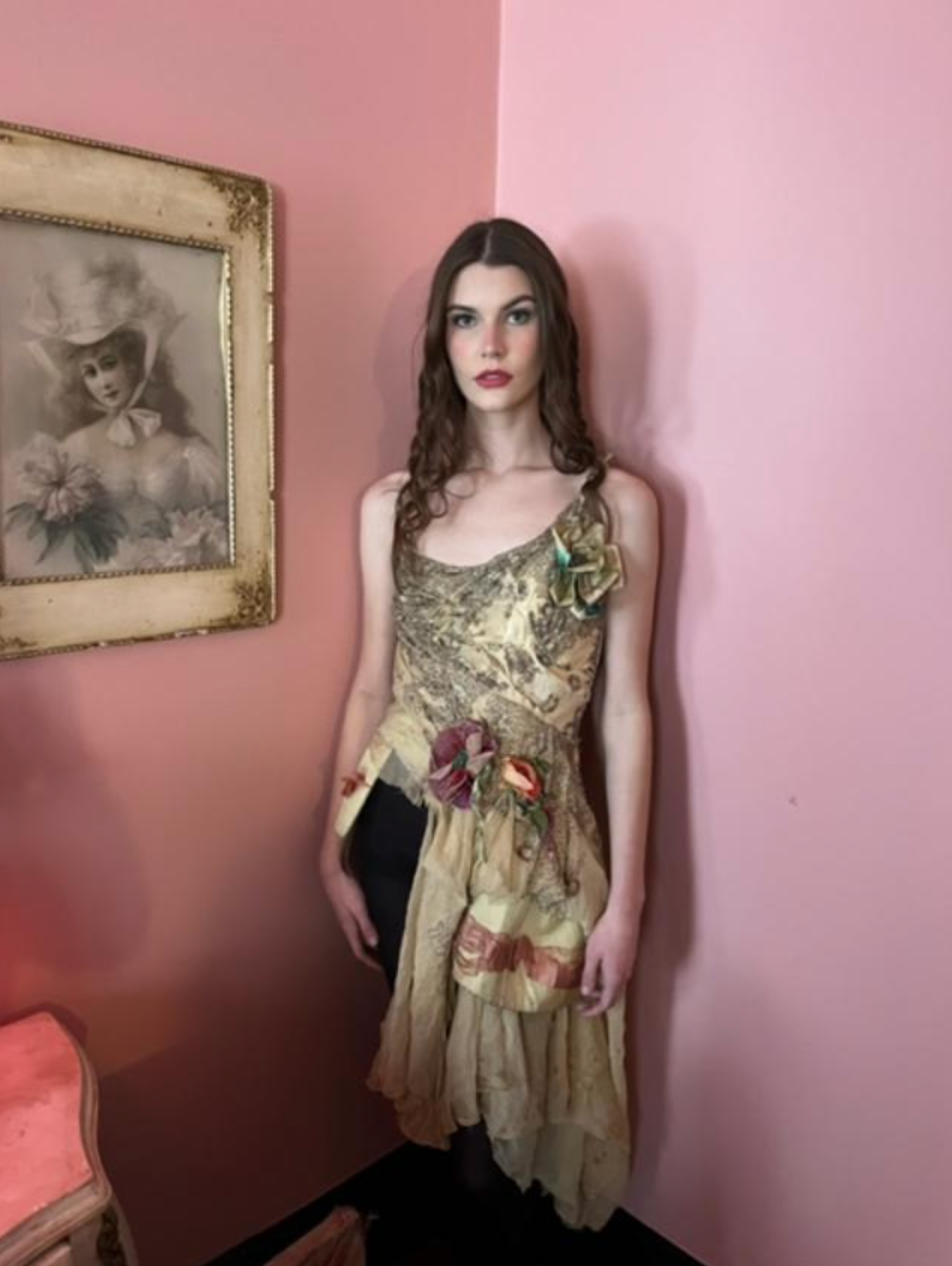 SOLD MY SECRET GARDEN CUSTOM BOUDOIR QUEEN BUSTIER with Train
