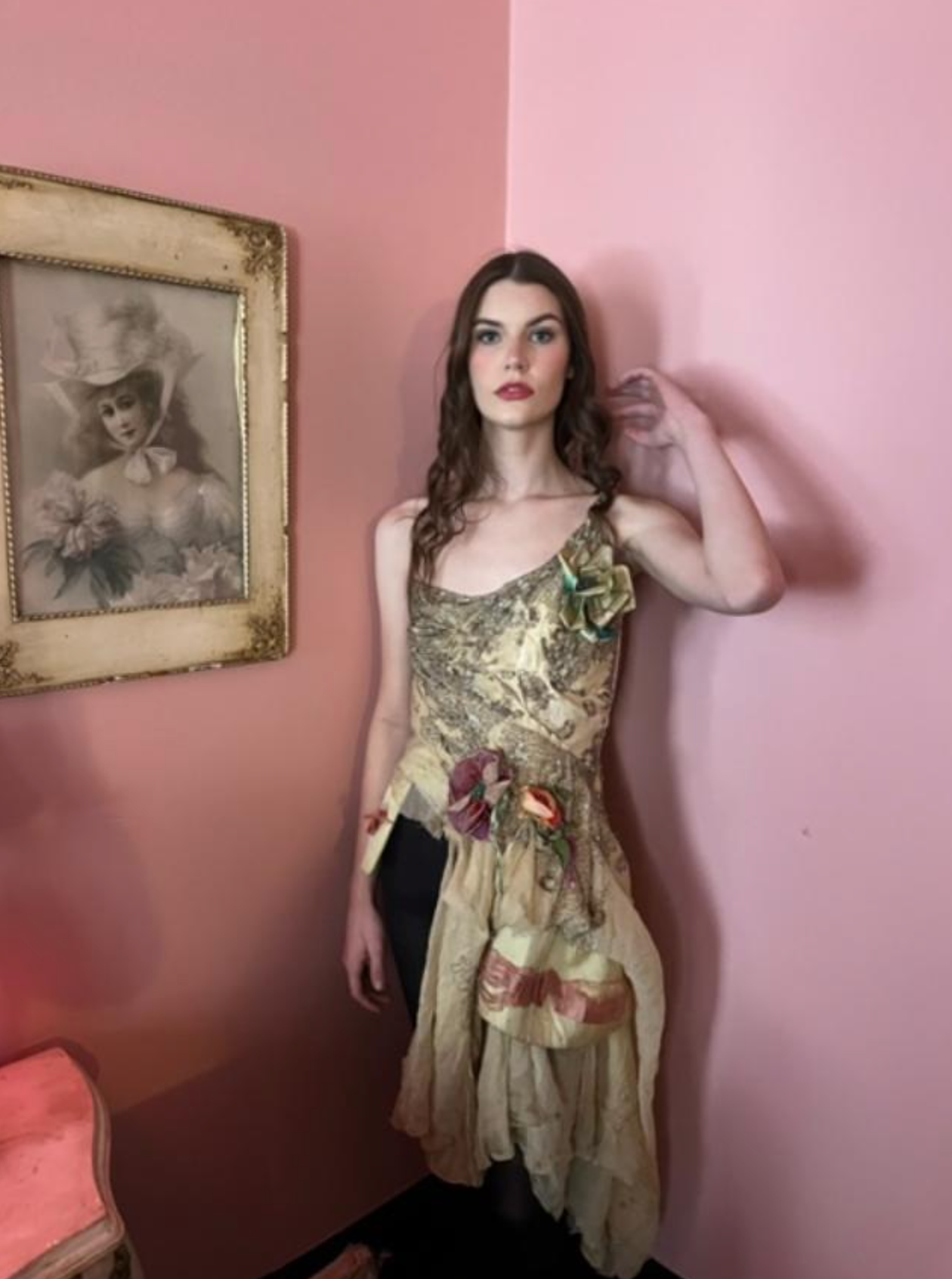 SOLD MY SECRET GARDEN CUSTOM BOUDOIR QUEEN BUSTIER with Train