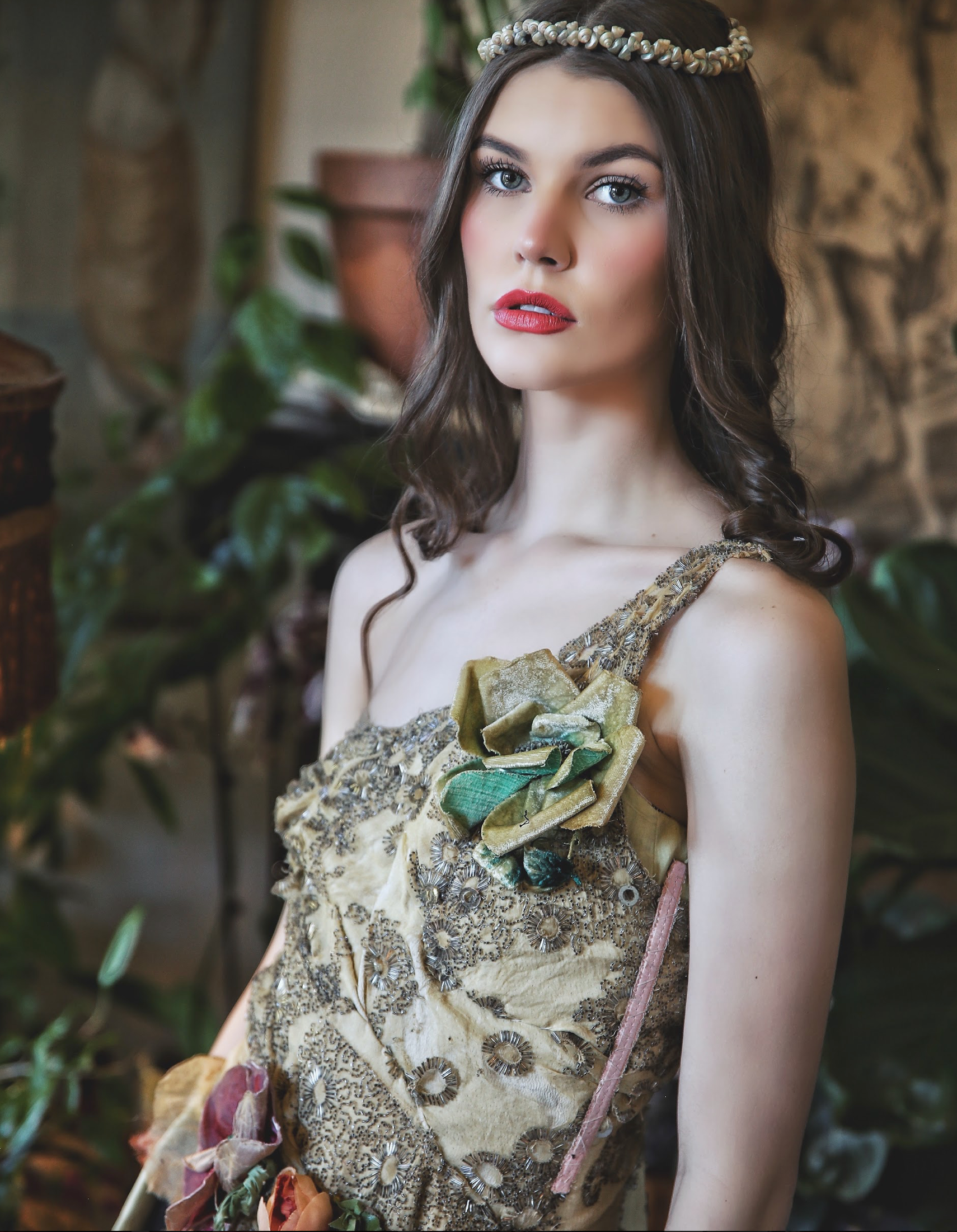 SOLD MY SECRET GARDEN CUSTOM BOUDOIR QUEEN BUSTIER with Train