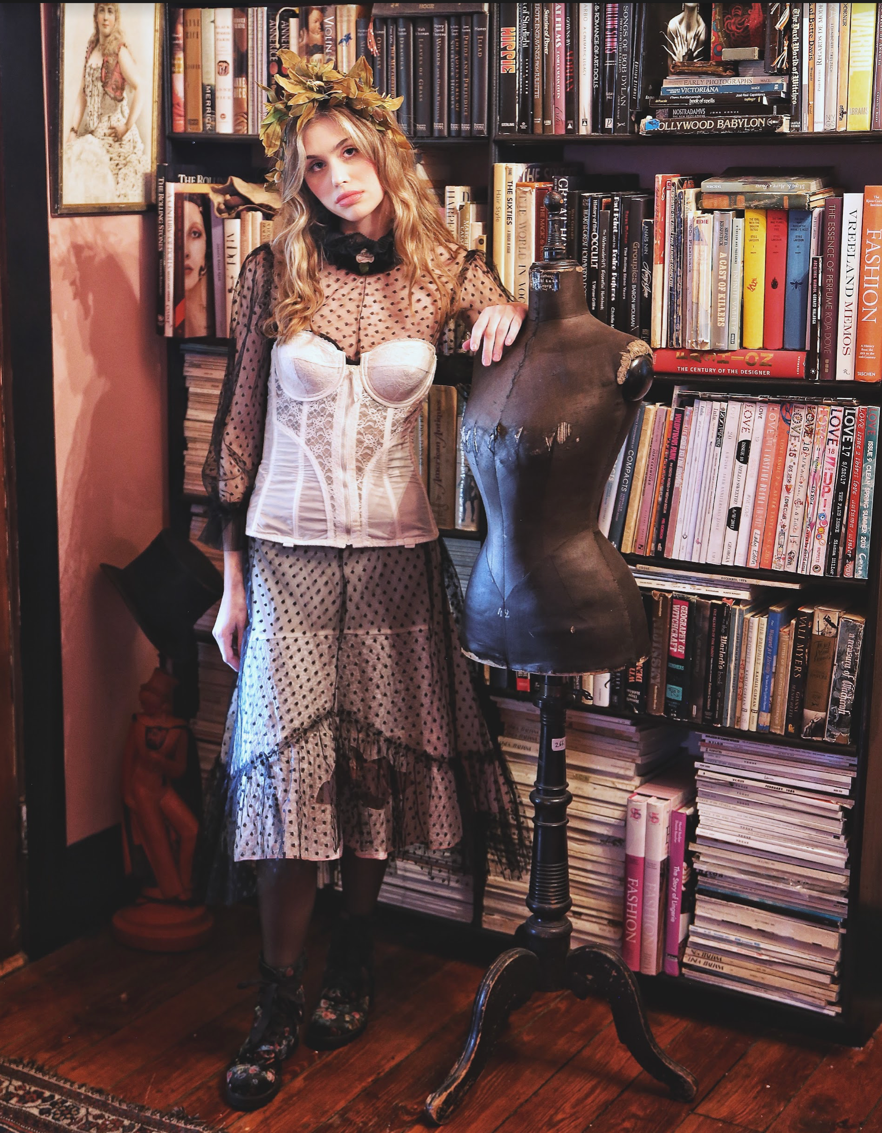 Black Swiss Dot Boudoir Queen Sheer Pierrette Dress